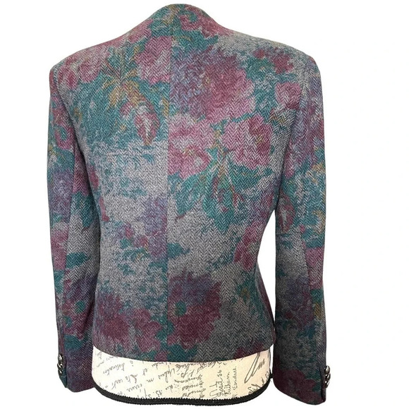 Vintage Evan-Picone Wool Nylon Blend Floral Blazer Jacket Size 6 - Picture 2 of 9